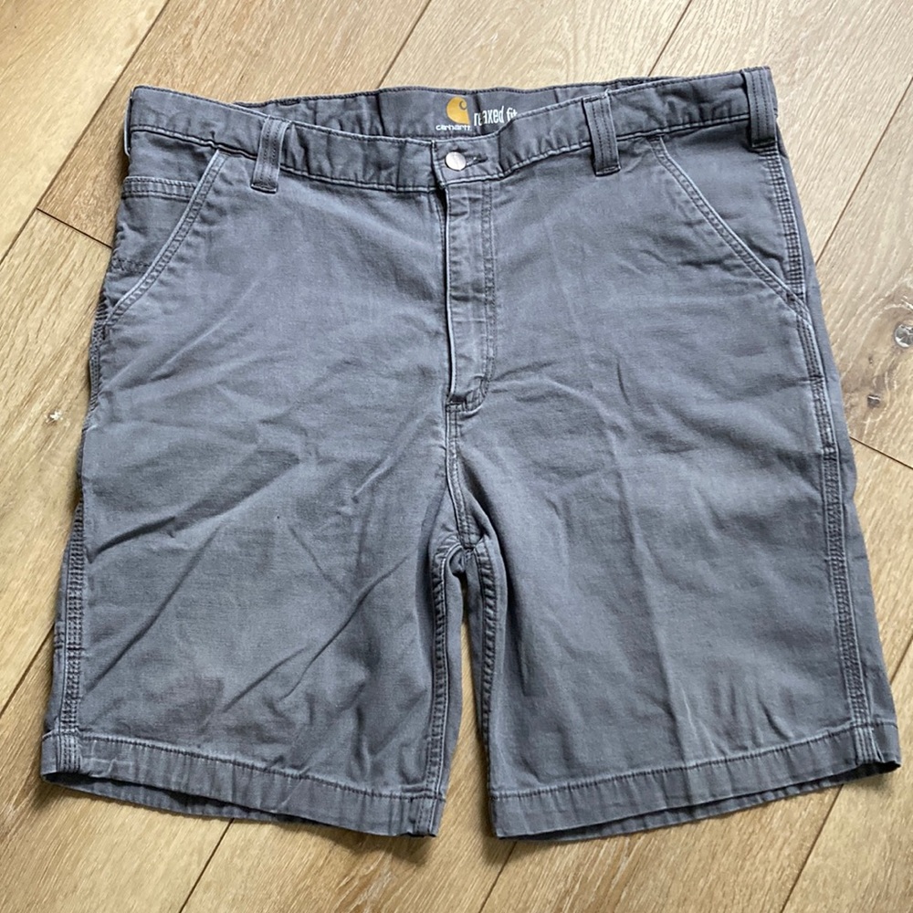 Carhartt Mens Shorts 40 Gray Relaxed Fit Flat Front Canvas Casual Work B…